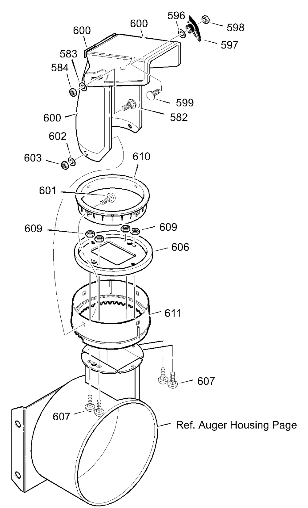 Discharge Chute Diagram and Parts List for 624504X5B 2003 Briggs and Stratton Snow Blower